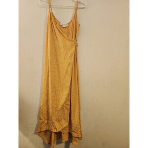 Saltwater Luxe Size Large‎ Yellow Halsey Floral Embroidered Wrap Midi Dress